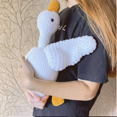 Hướng dẫn chi tiết cách móc len búp bê ngỗng Amigurumi màu trắng vàng dễ thương
