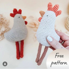 Hướng dẫn chi tiết cách móc len con gà dễ thương với màu sắc hồng cam và trắng