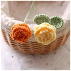 Hướng dẫn chi tiết cách móc len hoa hồng nhiều màu sắc kèm lá xanh