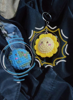 Hướng dẫn chi tiết móc len Trái Đất và Mặt Trời dễ thương