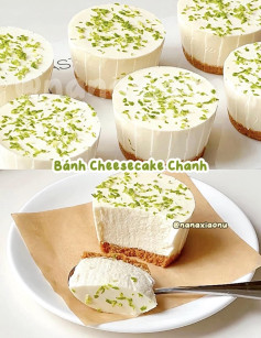 Hướng dẫn làm Bánh Cheesecake Chanh không cần lò nướng, topping vò chanh bào xanh mướt