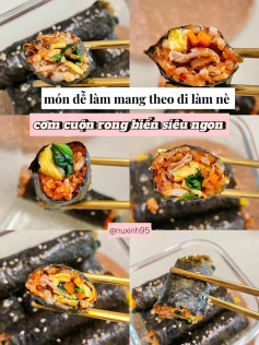 Hướng dẫn làm cơm cuộn rong biển nhân thịt bò, trứng và rau chân vịt siêu ngon, món ăn dặm tiện lợi mang đi làm