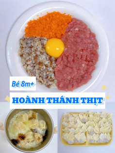 Hướng dẫn làm hoành thánh thịt heo nấm đông cô, cà rốt cho bé ăn dặm từ 8 tháng tuổi
