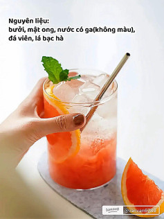 Hướng dẫn làm ly ong bưởi mật có ga mát lạnh, siêu ngon hấp dẫn với nước ép tươi và đá viên