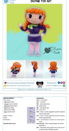 Hướng dẫn móc búp bê Daphne Scooby-Doo màu tím cam