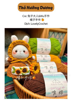 Hướng dẫn móc búp bê Thỏ Hướng Dương màu vàng nâu