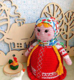 Hướng dẫn móc búp bê Vasilina truyền thống Nga màu đỏ