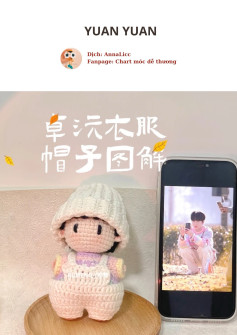 Hướng dẫn móc búp bê Yuan Yuan mặc quần yếm và mũ len