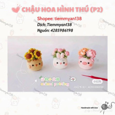 Hướng dẫn móc chậu hoa hình thú và búp bê gấu trúc