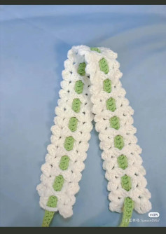 Hướng dẫn móc dây buộc tóc trắng xanh lá đơn giản