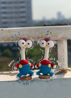 Hướng dẫn móc Gà mắt lồi dễ thương màu đỏ xanh