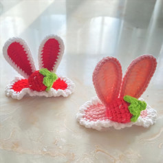 Hướng dẫn móc kẹp tóc dâu tây tai thỏ dễ thương