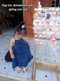 Hướng dẫn móc kẹp tóc Doraemon xanh trắng