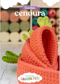 Hướng dẫn móc len Bandeja Cenoura - Khay hình cà rốt màu cam và xanh lá