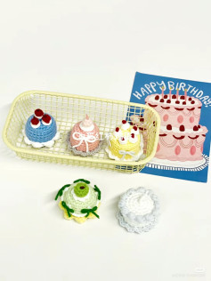 Hướng dẫn móc len Bánh kem (Ice cream cake) chi tiết từng bước với nhiều màu sắc