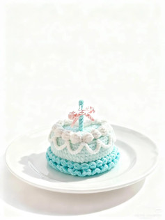 Hướng dẫn móc len bánh kem sinh nhật màu xanh