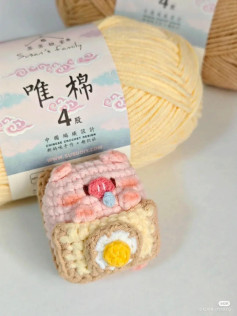 Hướng dẫn móc len Bánh Sandwich Lợn dễ thương với phần thịt heo và trứng