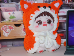 Hướng dẫn móc len búp bê áo cáo cam trắng biểu cảm buồn