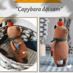 Hướng dẫn móc len búp bê Capybara đội cam: Chart chi tiết từng hàng