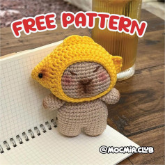 Hướng dẫn móc len búp bê Capybara mặc áo mưa cá vàng - Free Pattern