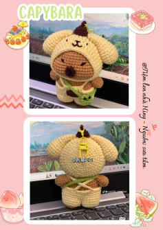 Hướng dẫn móc len búp bê Capybara mặc yếm siêu cute