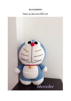 Hướng dẫn móc len búp bê Doraemon lớn màu xanh và trắng, mẫu đồ chơi thủ công dễ thương