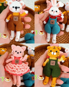 Hướng dẫn móc len búp bê Gấu, Thỏ, Mèo, Hổ dễ thương