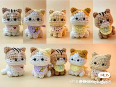 Hướng dẫn móc len búp bê mèo màu vàng trắng dễ thương