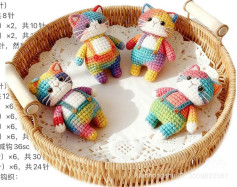 Hướng dẫn móc len búp bê mèo彩虹 Rainbow Cat Amigurumi
