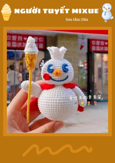 Hướng dẫn móc len búp bê người tuyết Mixue màu trắng