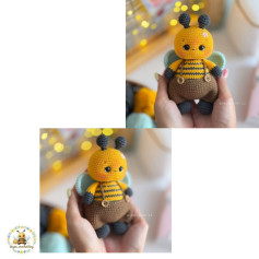 Hướng dẫn móc len búp bê ong Amigurumi dễ thương, màu vàng và nâu với chi tiết sọc đen