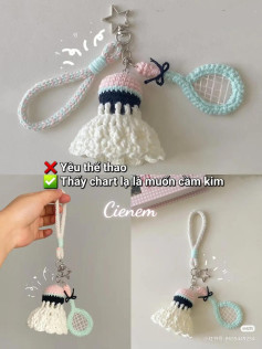 Hướng dẫn móc len cầu lông và vợt cầu lông dễ thương