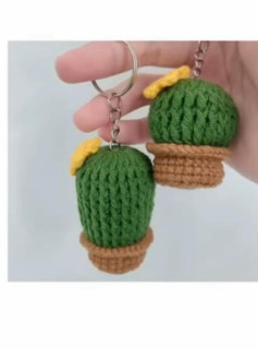 Hướng dẫn móc len cây xương rồng mini làm khóa