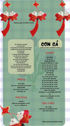 Hướng dẫn móc len con cá may mắn màu đỏ trắng