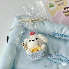 Hướng dẫn móc len Cún trắng ngồi trong giỏ quà, chart chi tiết từng phần