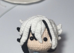 Hướng dẫn móc len đầu búp bê Mochi tóc trắng đen chi tiết