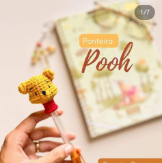 Hướng dẫn móc len đầu gấu Pooh làm nơ bút
