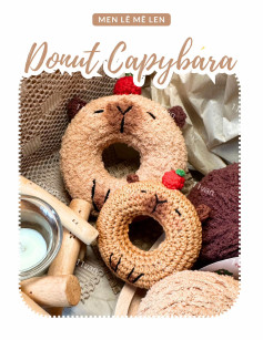Hướng dẫn móc len Donut Capybara dễ thương với màu nâu và quả táo đỏ