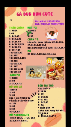 Hướng dẫn móc len Gà Donald McDonald's dễ thương