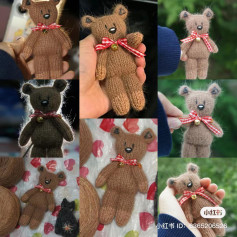 Hướng dẫn móc len gấu bông Teddy màu nâu, có nơ đỏ và chuông vàng