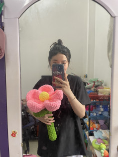 Hướng dẫn móc len Hoa 5 cánh màu hồng vàng