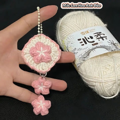 Hướng dẫn móc len hoa anh đào màu hồng trắng với sơ đồ chi tiết