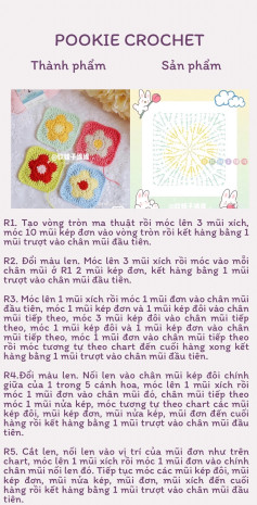 Hướng dẫn móc len hoa Granny Square nhiều màu sắc