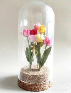 Hướng dẫn móc len hoa tulip nhiều màu sắc kèm biểu đồ chi tiết