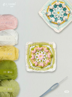 Hướng dẫn móc len hoa văn hình vuông màu sắc với bảng chart chi tiết từng hàng