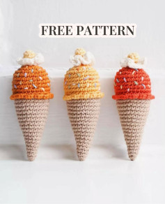 Hướng dẫn móc len Kem Mini - Chart chi tiết từng bước