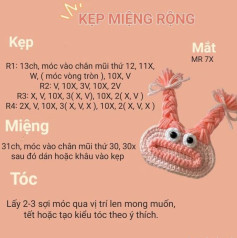 Hướng dẫn móc len kẹp miệng rộng và tóc