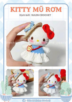 Hướng dẫn móc len Kitty Mũ Rơm và Đầu Bếp dễ thương