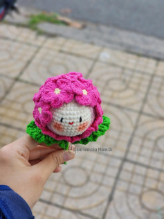 Hướng dẫn móc len Mochi Hoa Lưu Ly màu hồng tím dễ thương với chart chi tiết