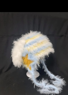 Hướng dẫn móc len mũ thỏ ngôi sao sọc xanh trắng vàng